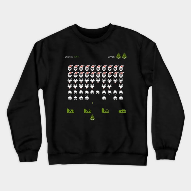 Space Invader Grinch Version - Funny Christmas Crewneck Sweatshirt by igzine